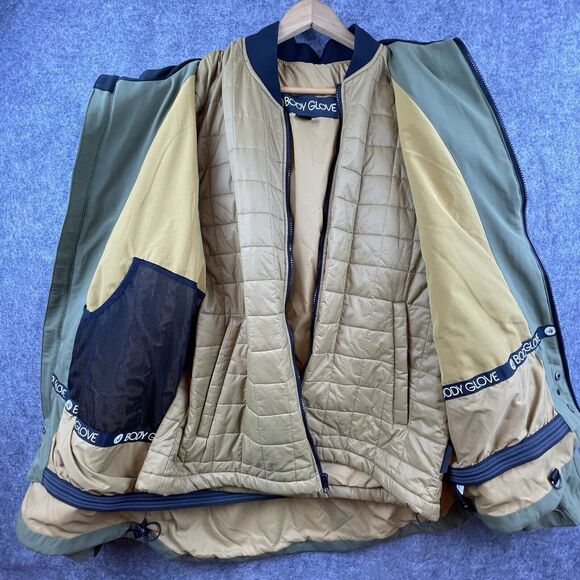 Body Glove Ski Jacket Mens Extra Large Olive Gold Removable Lining Coat 3in1 - Picture 3 of 14